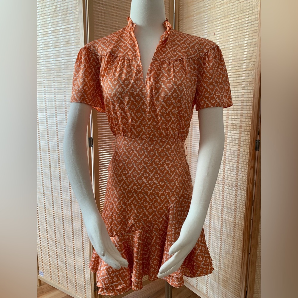 Sandro Orange Patterned Women's Dress European size 36  = US 4